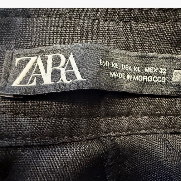 Zara Black Linen Blend High Waisted Wide Leg Trousers XL Resortwear Chic ‎ 82-03 - Picture 3 of 11